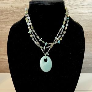 Lia Sophia multi strand necklace with turquoise pendant